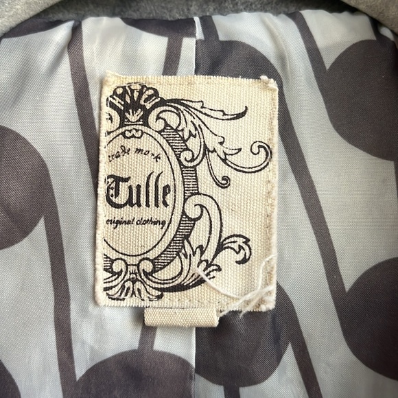 Tulle Anthropologie Cropped Pea Coat Marley Gray Medium - Picture 3 of 11